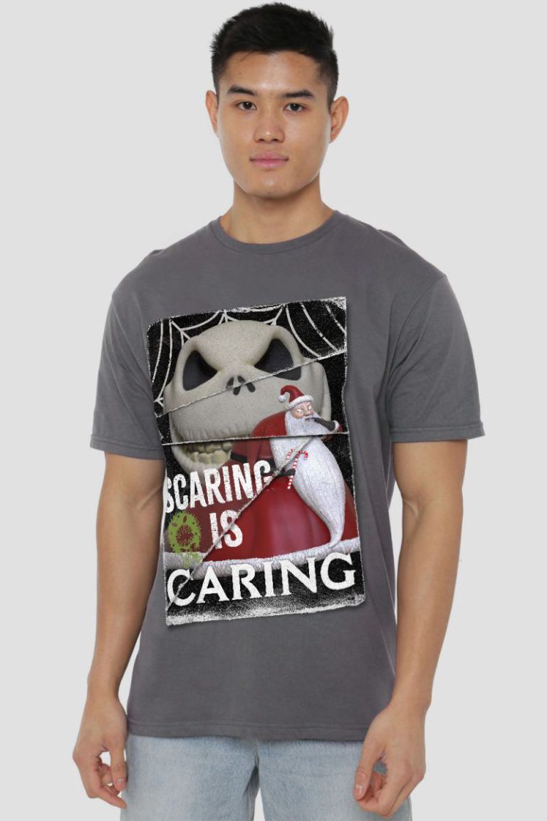 The Nightmare Before Christmas Scaring Is Caring Mens T-Shirt Charcoal from Debenhams