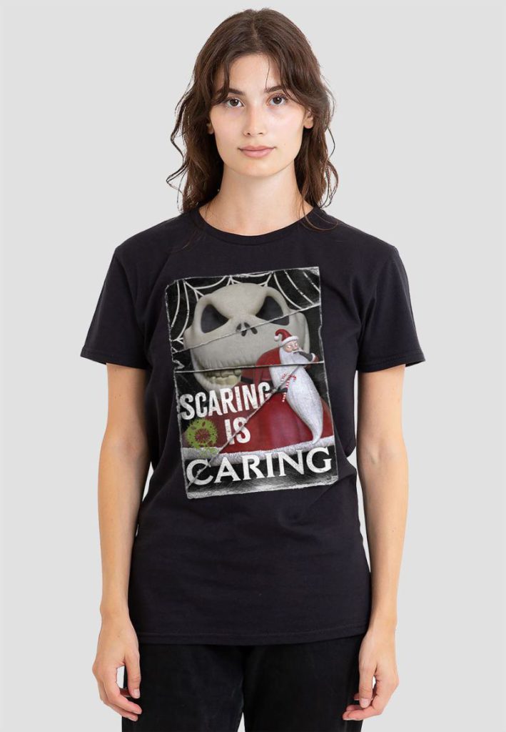 The Nightmare Before Christmas Scaring is Caring T-Shirt, Black from Debenhams