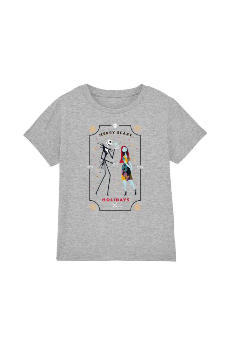 The Nightmare Before Christmas Scary Holidays Jack And Sally Kids T-Shirt Light Grey from Debenhams