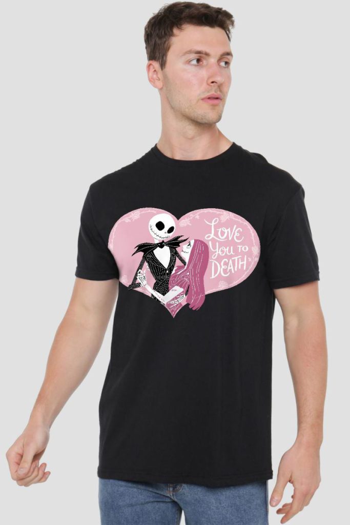 The Nightmare Before Christmas Valentine, Love You To Death Mens T-Shirt Black from Debenhams