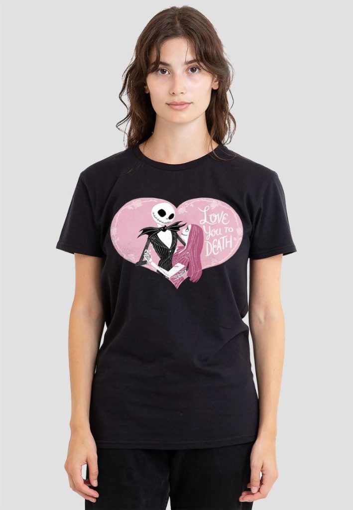 The Nightmare Before Christmas Valentine, Love You To Death T-Shirt, Black from Debenhams