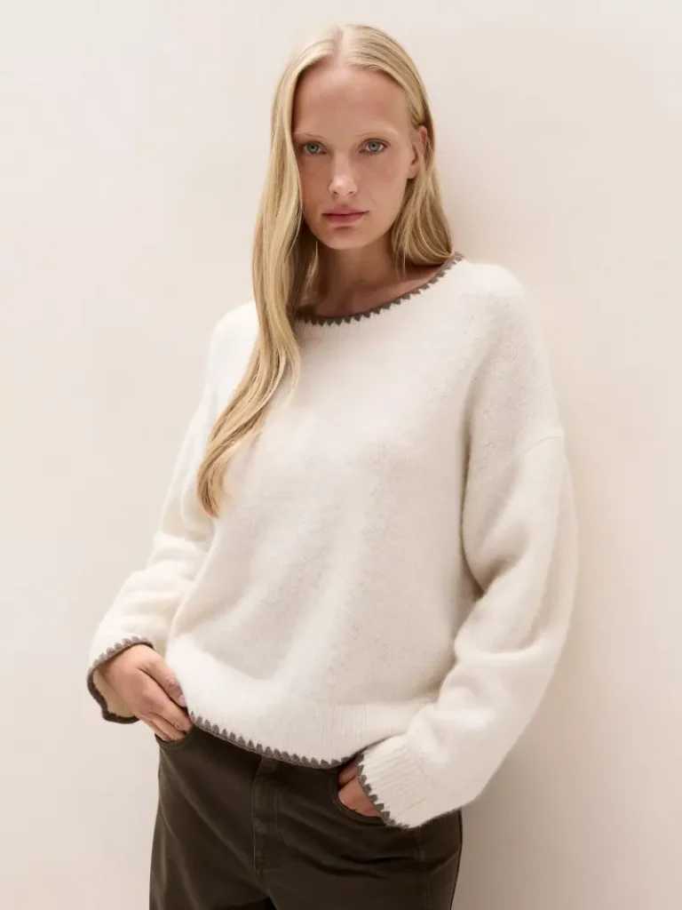 The White Company Stitch Detail Jumper, Scandi White Christmas jumper from John Lewis