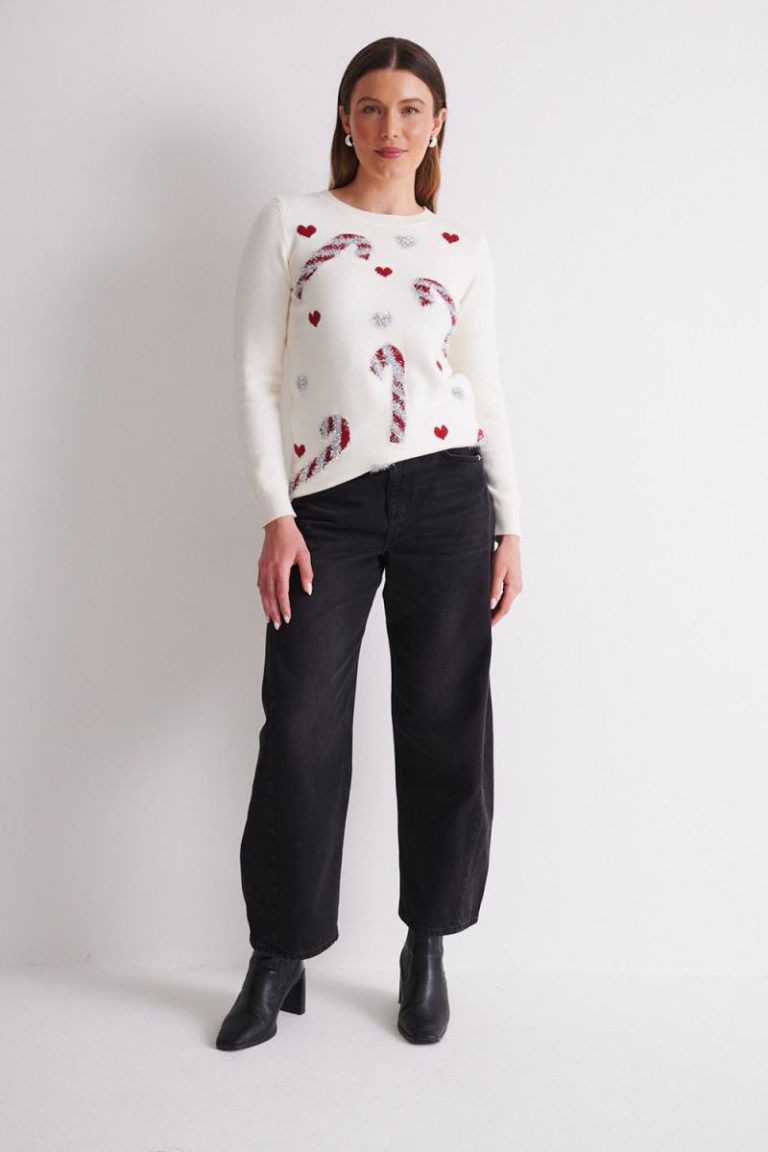 Tinsel Candy Cane Christmas Jumper from Debenhams