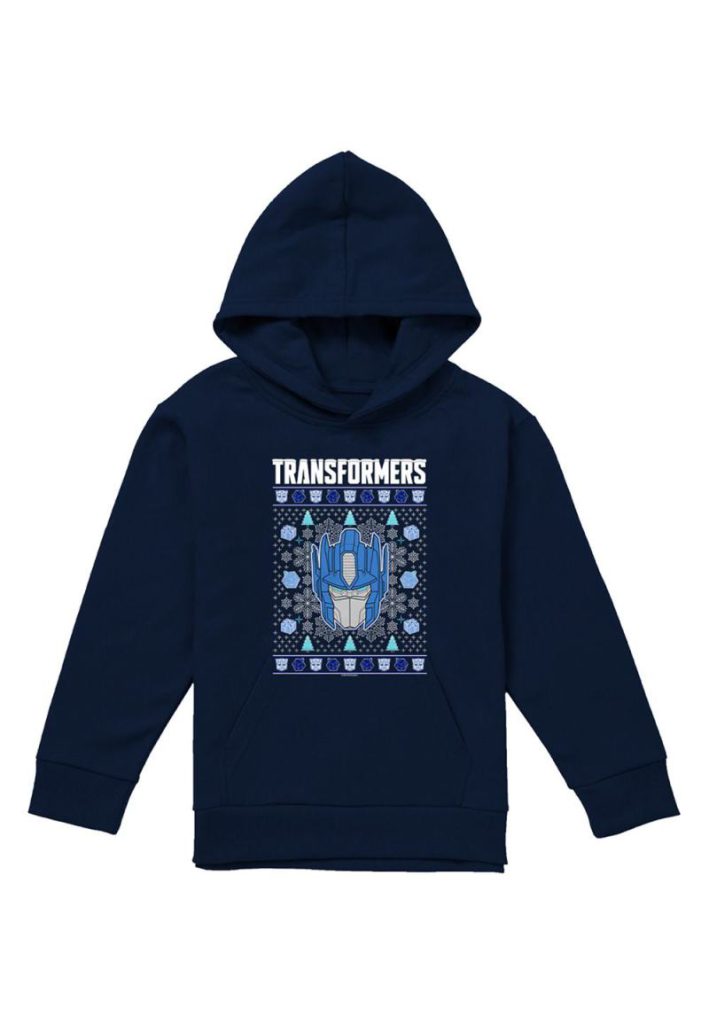 Transformers Optimus Prime Ugly Christmas Jumper Youth Kids Pull in Over Hoodie, Navy from Debenhams