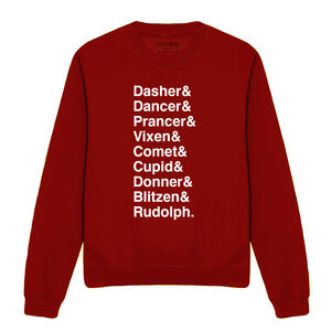 Unisex Festive Christmas Reindeer Names Sweatshirt from Not On The High Street