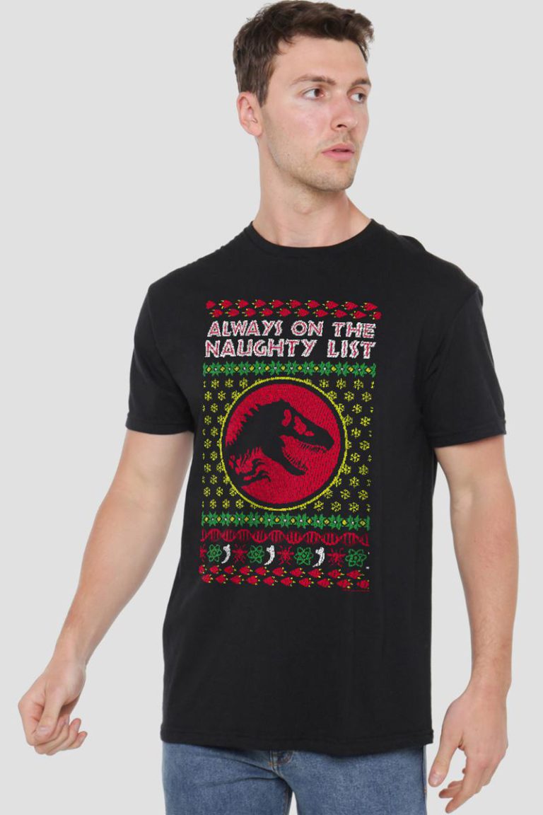 Universal Jurassic World Naughty List Christmas Jumper T Shirt, Black from Debenhams
