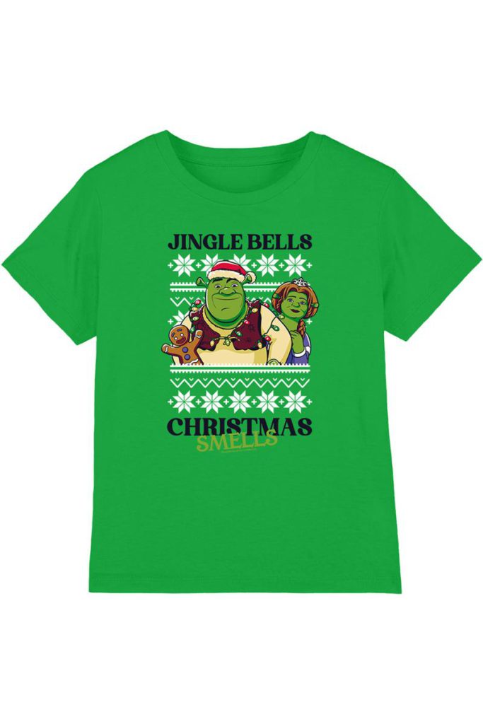 Universal Shrek Christmas Smells Jumper Fairisle Kids Tee, Kelly Green from Debenhams