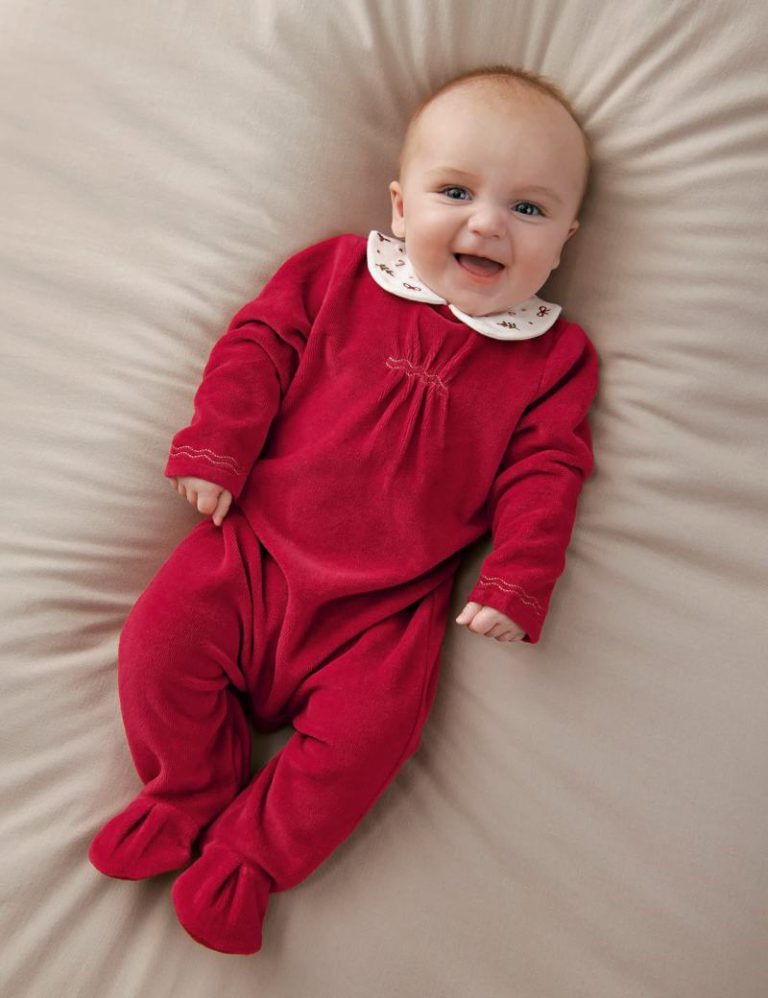 Velour Embroidered Christmas Sleepsuit from Marks & Spencer
