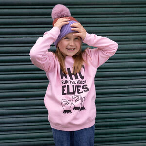 Who Run The World Elves Girls' Christmas Jumper In Pink from Not On The High Street