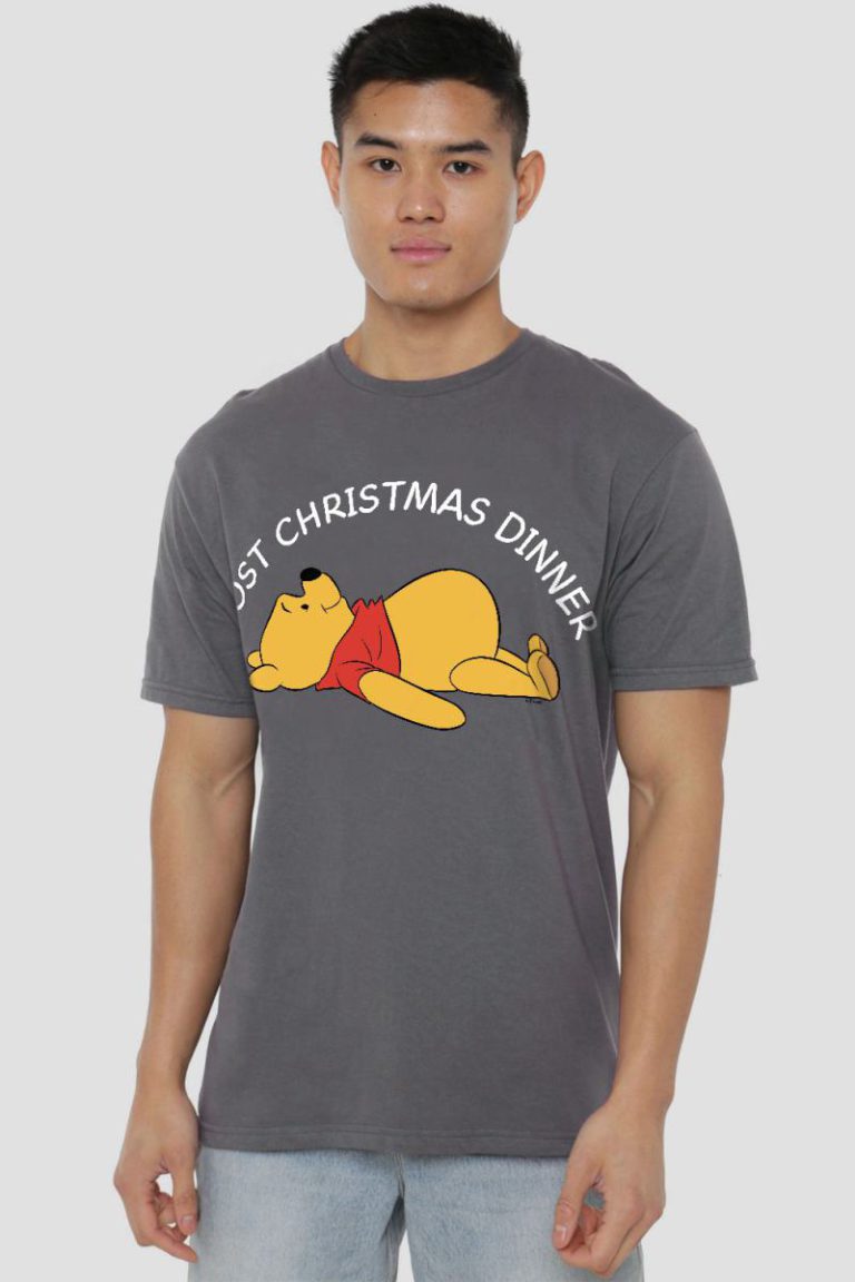 Winnie The Pooh Christmas Dinner Mens T-Shirt Charcoal from Debenhams