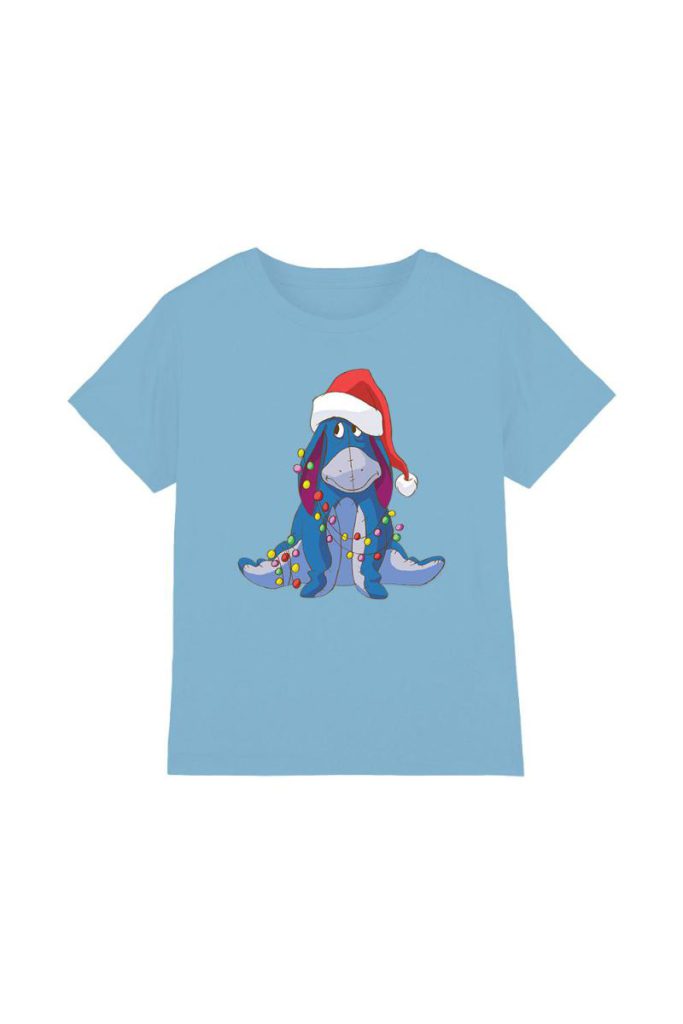 Winnie The Pooh Christmas Light Entangled Eeyore Kids T-Shirt Light Blue from Debenhams