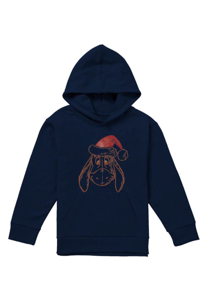 Winnie The Pooh Eeyore Christmas Hat Youth Kids Pull in Over Hoodie, Navy from Debenhams