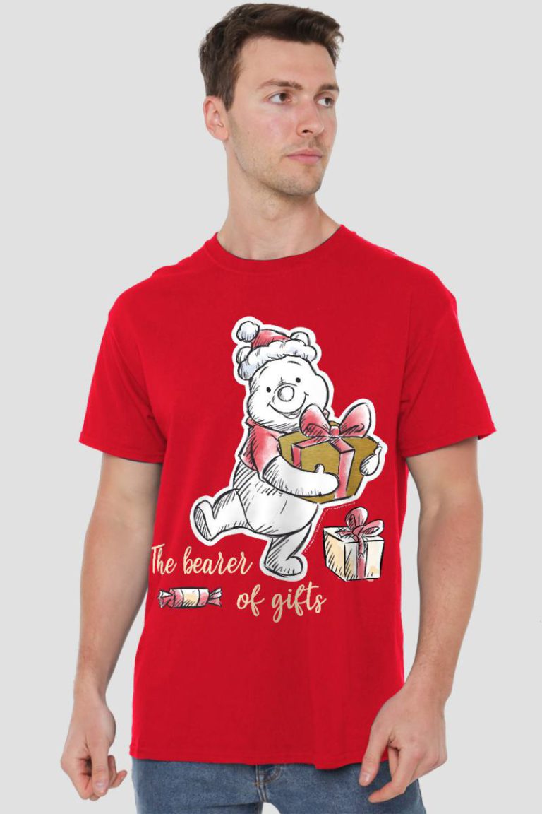 Winnie The Pooh The Bearer Of Christmas Gifts Mens T-Shirt Red from Debenhams