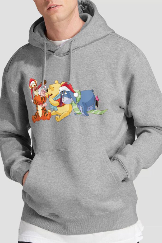 Winnie The Pooh Tigger, Piglet, Eeyore Christmas Santa Hats Hoodie Light Grey from Debenhams