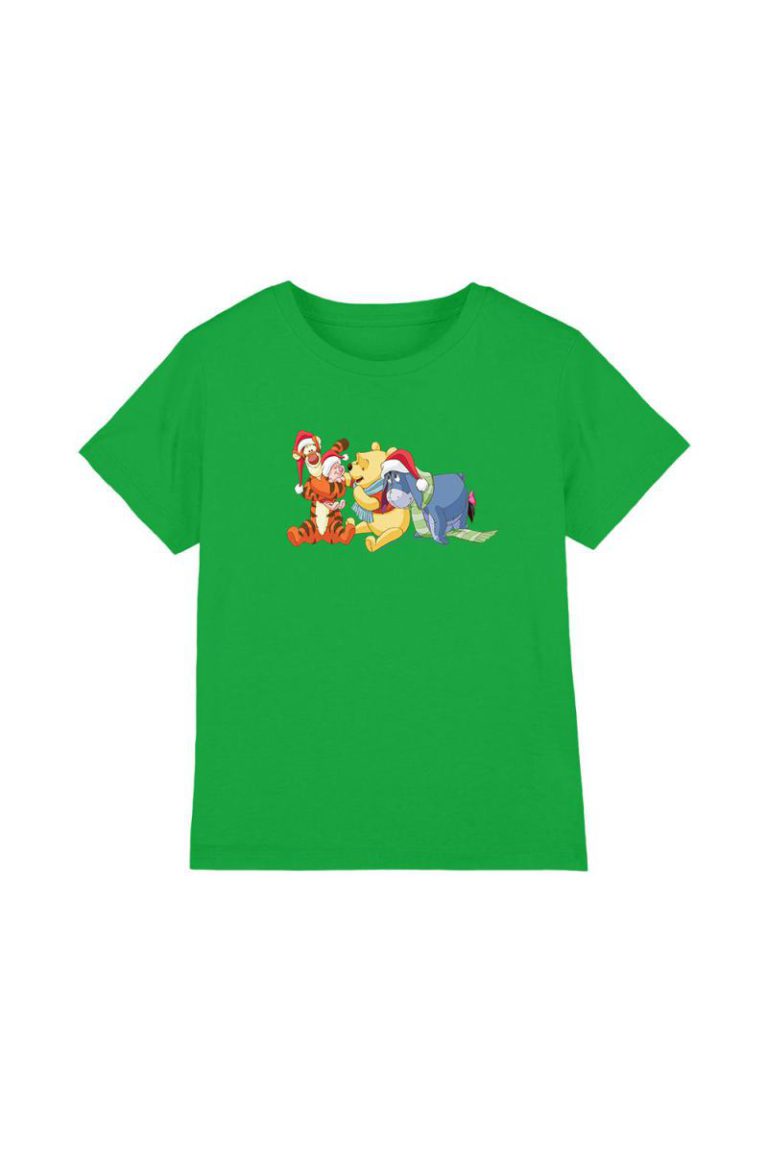 Winnie The Pooh Tigger, Piglet, Eeyore Christmas Santa Hats Kids T-Shirt Dark Green from Debenhams