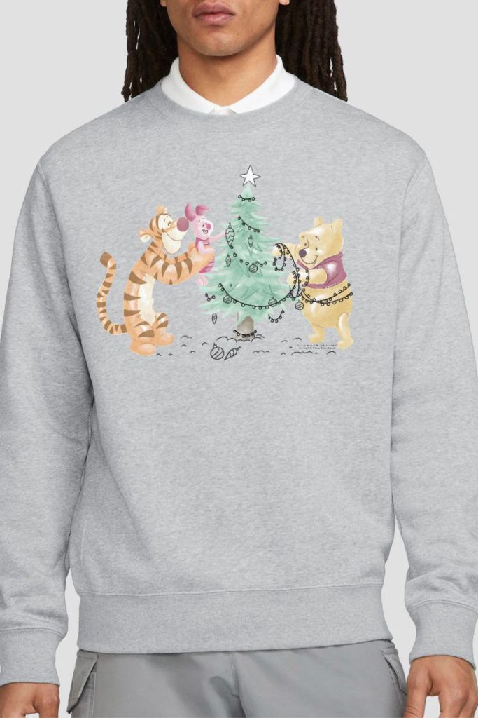 Winnie The Pooh Tigger, Piglet Trimming The Christmas Tree Sweatshirt Light Grey from Debenhams