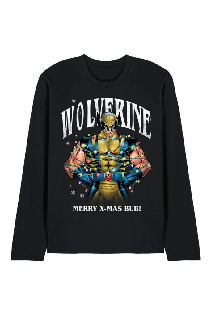 Wolverine Merry Xmas Bub! Long Sleeve T-Shirt, Black from Debenhams