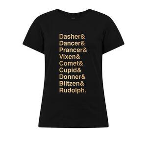Womens Festive Christmas Reindeer Names Tshirt from Not On The High Street