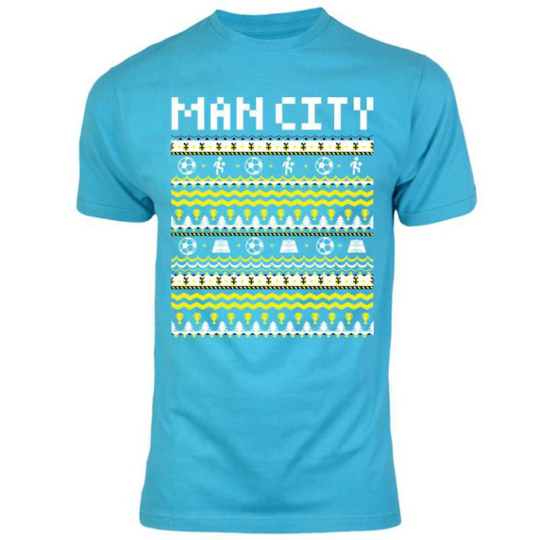 Womens Man City Christmas T Shirt Sky Blue from Debenhams