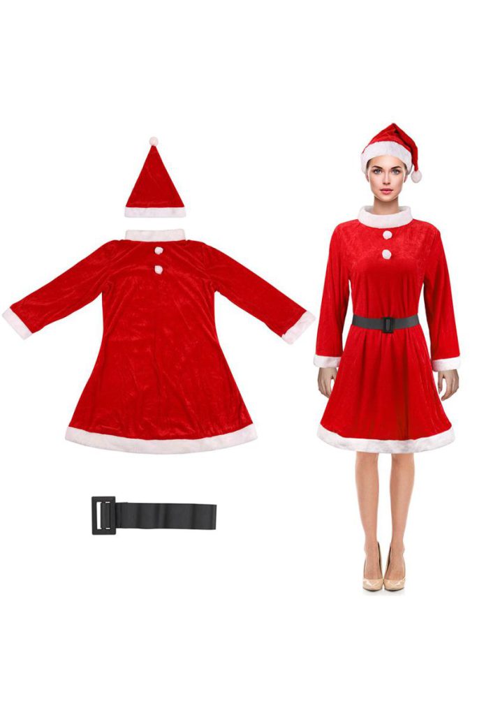 Xmas Fancy Dress Costume Set, Christmas Women Cosplay Outfit in Red from Debenhams